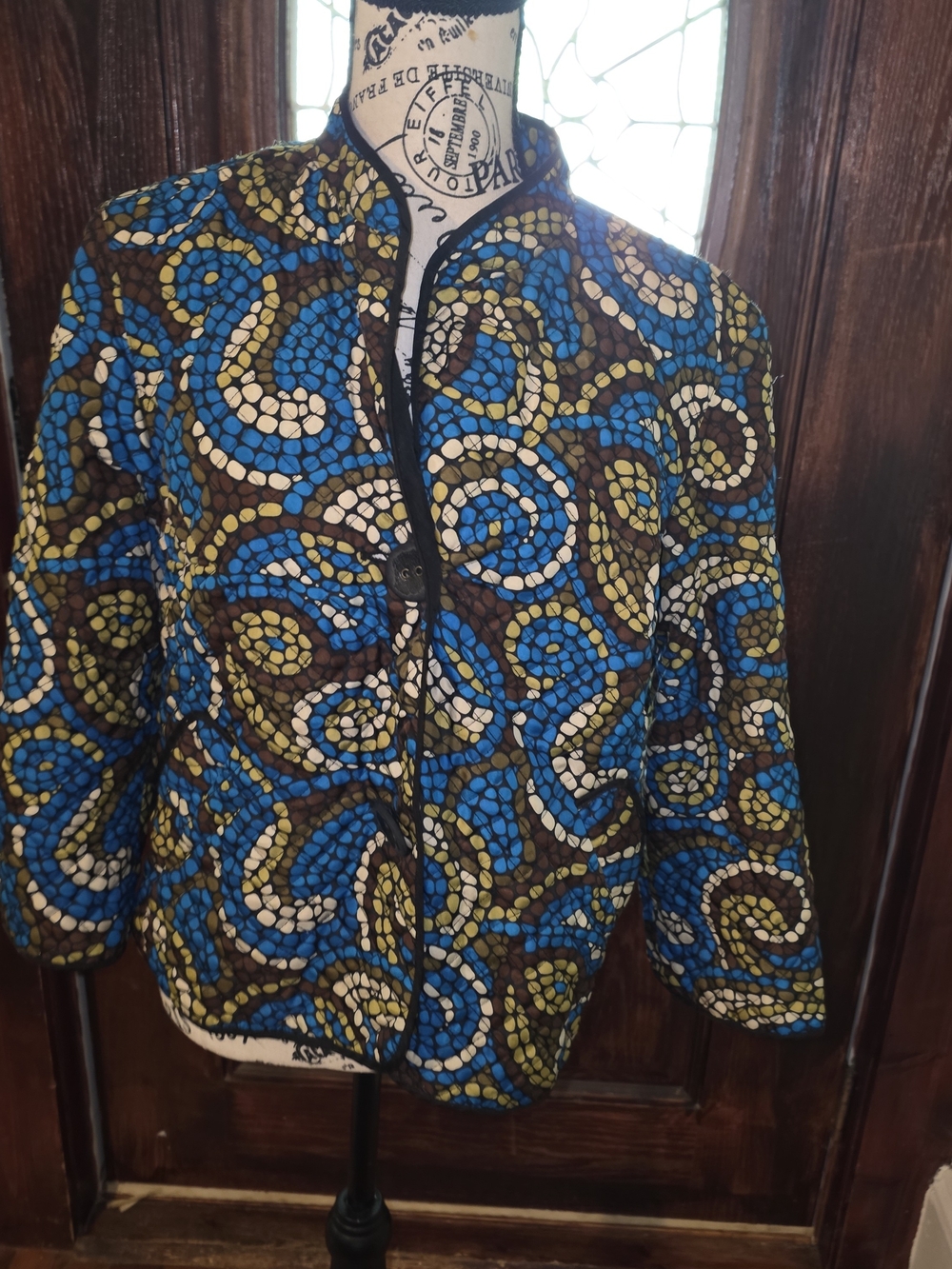 Ruby Rd. Women’s Printed Quilted Jacket in Blue & Brown Size 8